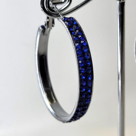 Round Blue Earrings - Picture 3 of 4